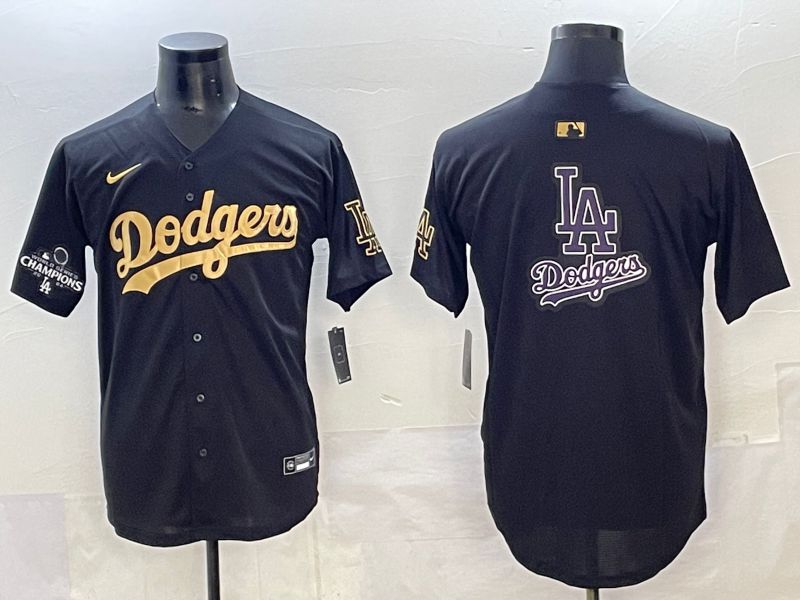 Men Los Angeles Dodgers Blank Black Gold Nike MLB Jersey style 0014->los angeles dodgers->MLB Jersey